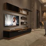 Decoraktiv Trendstyle Ceviz Siyah 5d Slm Tv Ünitesi Tv Sehpası