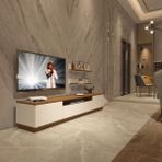 Decoraktiv Trio 4s MDF Modern Tasarımlı TV Ünitesi Ceviz - Beyaz 200 cm Derinlik 40 cm Yükseklik 46 cm