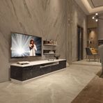 Decoraktiv Trio 4s Mdf Tv Ünitesi Tv Sehpası - Beyaz - Siyah Mermer