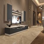 Decoraktiv Trio 5d Mdf Tv Ünitesi Tv Sehpası - Beyaz - Antrasit Çok Renkli