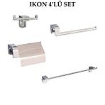 Decordem Banora Ikon 4'lü Premium Lux Banyo Seti, Pirinç Paslanmaz, Krom