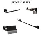 Decordem Banora Ikon 4'lü Premium Lux Banyo Seti, Pirinç Paslanmaz, Siyah