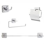 decordem evinizi gülümsetin Banora Infinity 4'lü Premium Lux Banyo Seti, Pirinç Paslanmaz, Krom