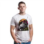 Decords -Banksy Astronot Space T Gömlek - Komik Maymun Doğum Günü Tee - Galaxy Kask Erkekler Tshirt - Kozmik Spaceman Grafik Yapıt T-shirt Baskı Hediye Turuncu
