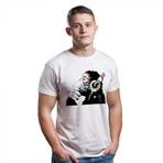 Decords Banksy Maymun Unisex Tişört - Sanat Baskı Tshirt DJ Kulaklık Chimp - Serin Kişiselleştirilmiş Duvar Street Graffiti Tee Doğum Günü Baskı Gri