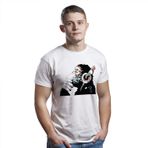 Decords Banksy Monkey Üniseks Tişört - Sanatsal Baskı Tişört Dj Kulaklık Şempanze - Havalı Kişiselleştirilmiş Duvar Sokak Grafiti Tişört Doğum Günü Baskısı, beyaz, S