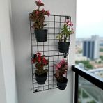 DECORELAX 2'li 33x33 Dekoratif Hasır Tel Duvar Paneli 4 saksılı Siyah