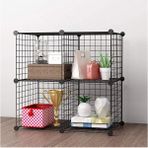 Decorelax 4 Bölmeli Tel Küp Çok Amaçlı Organizer Raf Siyah 33cm Mutfak, Oyuncak, Kiler, Depolama Rafı