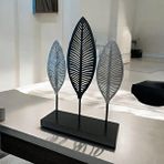 DECORELAX Dekoratif Metal Yaprak Temalı Masaüstü Obje Siyah Gümüş Renk