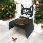 Decorelax Sevimli Kedi Tasarımlı, Ergonomik Siyah Kedi ve Köpek Mama ve Su Kabı Tekli Small Model – Paslanmaz Çelik, Dayanıklı Malzeme - Siyah Metal