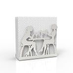 DECORELAX Sohbet Temalı Gümüş Metal Peçetelik Siyah