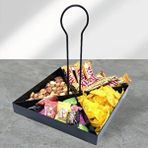 DECORELAX Tek Katlı Dekoratif Metal Siyah Çerezlik, Peynir Sunum Servis Tabağı - Lokumluk, Makaron, Pankek Ve Tatlı İçin İdeal