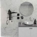 Decorev DC-5119 Dekoratik Siyah Yapıştırmalı Fön Banyo Metal Saç Kurutma Fön Makinesi Askısı Pratik