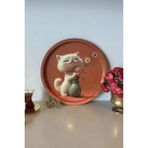 Decorev Desenli Modern Tepsi Çok Amaçlı Sunum Tepsisi 32 cm Yuvarlak Tepsi