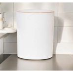 Decorev Lüks Ahşap Desenli Banyo Mutfak Çöp Kovası Beyaz