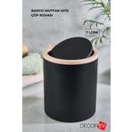 decorev Lüks Ahşap Desenli Banyo Mutfak Çöp Kovası
