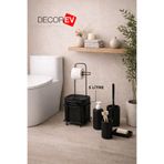 decorev Standlı Kare 6'lı Banyo WC Seti 5 Litre Çöp Kovası, Siyah
