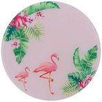 Decorita 10001505056 Tropik Flamingo Desen Cam Kesme Tahtası, Çap 32cm