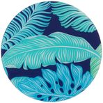Decorita 10011505055 Mavi Tropik Yapraklar Cam Kesme Tahtası, Çap 32cm