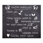 Decorita 10011507143 Kara Tahta Görünümlü Mutfak Kuralları Cam Ocak Arkası Koruyucusu, 49,5cm x 76cm