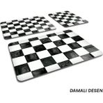 Decorita 3'lü Takım Damalı Desen | Cam Kesme Tahtası - Cam Kesme Tablası