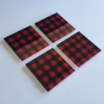 DECORITA 4'lü Takım | Cam Bardak Altlığı | 10cm X 10cm | (EKOSE DESEN)