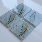 DECORITA 4'lü Takım | Cam Bardak Altlığı | 10cm X 10cm | (GOLD DETAYLI)
