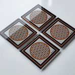 DECORITA 4'lü Takım | Cam Bardak Altlığı | 10cm X 10cm | ( LOGOLU)