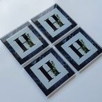DECORITA 4'lü Takım | Harfli Tasarım Cam Bardak Altlığı | 10cm X 10cm | (H HARFİ)
