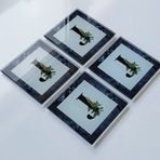 DECORITA 4'lü Takım | Harfli Tasarım Cam Bardak Altlığı | 10cm X 10cm | (J HARFİ)