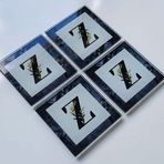 DECORITA 4'lü Takım | Harfli Tasarım Cam Bardak Altlığı | 10cm X 10cm | (Z HARFİ)