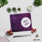 Decorita Afiyet Olsun | Mor Doku | Cam Kesme Tablası | 29 cm x 34 cm - 29 x 34 cm