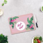Decorita Afiyet Olsun | Tropik Flamingo | Cam Kesme Tahtası - Cam Kesme Tablası | 30cm x 40cm - 30 x 40 cm