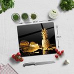 Decorita Altın Ananas | Cam Kesme Tahtası - Cam Kesme Tablası - 29 x 34 cm