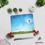 Decorita Beyaz Karahindibağ | Cam Kesme Tahtası - Cam Kesme Tablası | 29cm x 34cm - 29 x 34 cm