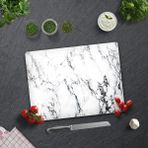 Decorita Beyaz Mermer Görünümlü | Cam Kesme Tahtası Cam Kesim Tablası | 30cm x 40cm - 30 x 40 cm