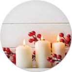 Decorita Beyaz Mum Desen | Cam Kesme Tahtası - Cam Kesme Tablası | Çap 32cm - 32 cm