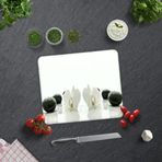 DECORITA Beyaz Orkide Siyah Oniks | Cam Kesme Tahtası (29cm x 34cm)