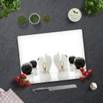 Decorita Beyaz Orkide Siyah Oniks | Cam Kesme Tahtası - Cam Kesme Tablası | 30cm X 40cm - 30 x 40 cm