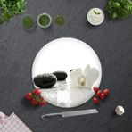 Decorita Beyaz Orkide Siyah Oniks | Cam Kesme Tahtası - Cam Kesme Tablası | Çap 32cm - 32 cm