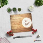 Decorita Bon Appetit | Ahşap Görünümlü | Cam Kesme Tahtası - Cam Kesme Tablası | 29cm x 34cm - Açık Kahverengi