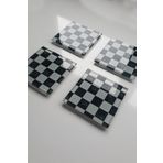 Decorita Cam Bardak Altlığı | 4'lü Takım Damalı Desen | 10cm X 10cm
