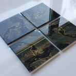 Decorita Cam Bardak Altlığı | 4'lü Takım Kahverengi Simli | 10cm X 10cm