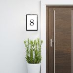 Decorita Cam Kapı Numarası - Cam Yönlendirme Levhası | 8 Numara | Siyah Yazı | 14.8cm x 21 cm