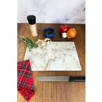 Decorita Cam Kesme Tahtası - Cam Kesme Tablası | Beyaz Çiçek - Gold | 20cm X 30cm