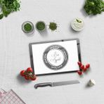 Decorita Cam Kesme Tahtası - Cam Kesme Tablası | Good Food - Beyaz Fon | 20 cm x 30 cm - Beyaz - Siyah - 20cm x 30cm