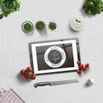 Decorita Cam Kesme Tahtası - Cam Kesme Tablası | Good Food - Siyah Fon | 20 cm x 30 cm - Beyaz - Siyah - 20cm x 30cm