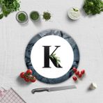 Decorita Cam Kesme Tahtası - Cam Kesme Tablası | Harfli Tasarım | Çap32cm - Beyaz - Harf K