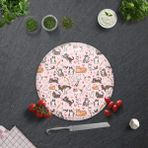 Decorita Cam Kesme Tahtası - Cam Kesme Tablası | Kedi Desenli | ÇAP32CM - 32 x 32 cm