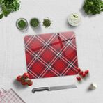 Decorita Cam Kesme Tahtası - Cam Kesme Tablası | Kırmızı-Beyaz Ekose Desen | 29cm x 34cm